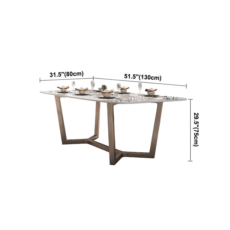 Mesa de comedor de piedra sinterizada de lujo, mesa rectangular con pedestal de caballete
