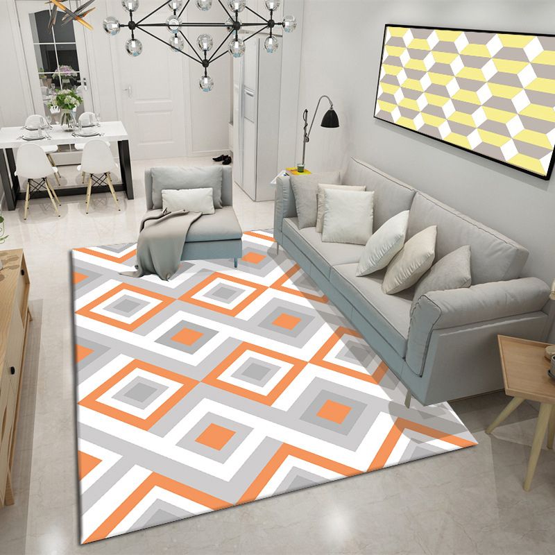 Modern Indoor Rug Geometric Patchwork Area Rug Polyester Non-Slip Carpet for Living Room