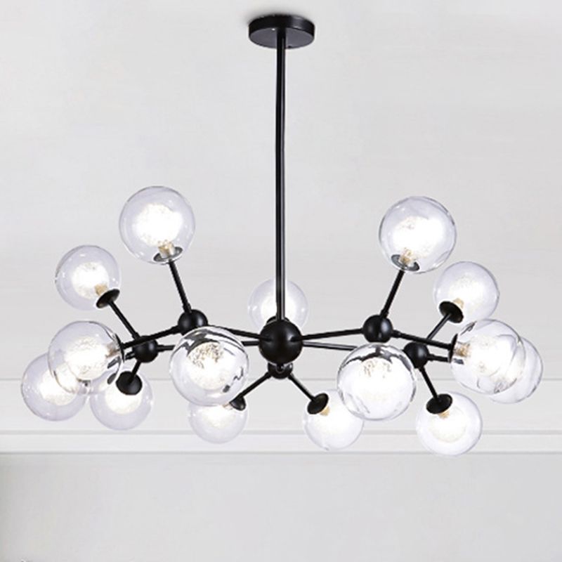 Black Branch Hanging Chandelier Light Modern Clear Glass Shade Ceiling Chandelier for Living Room