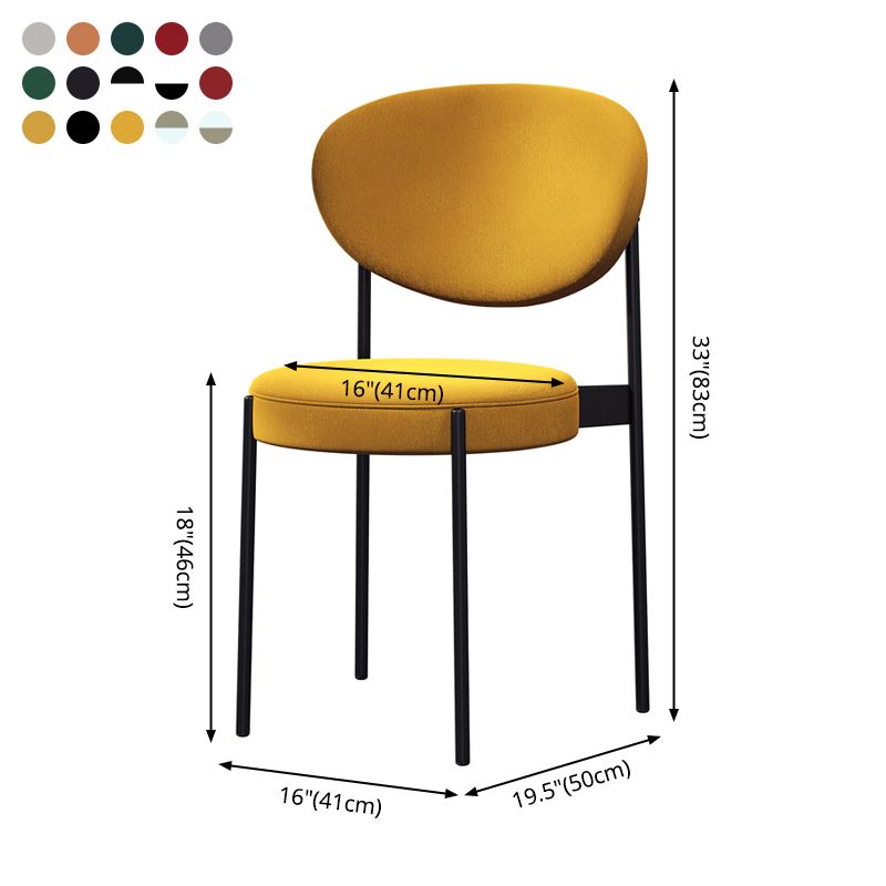 Chaise d'appoint scandinave pour la maison, chaise de salle à manger rembourrée en métal à dossier ouvert