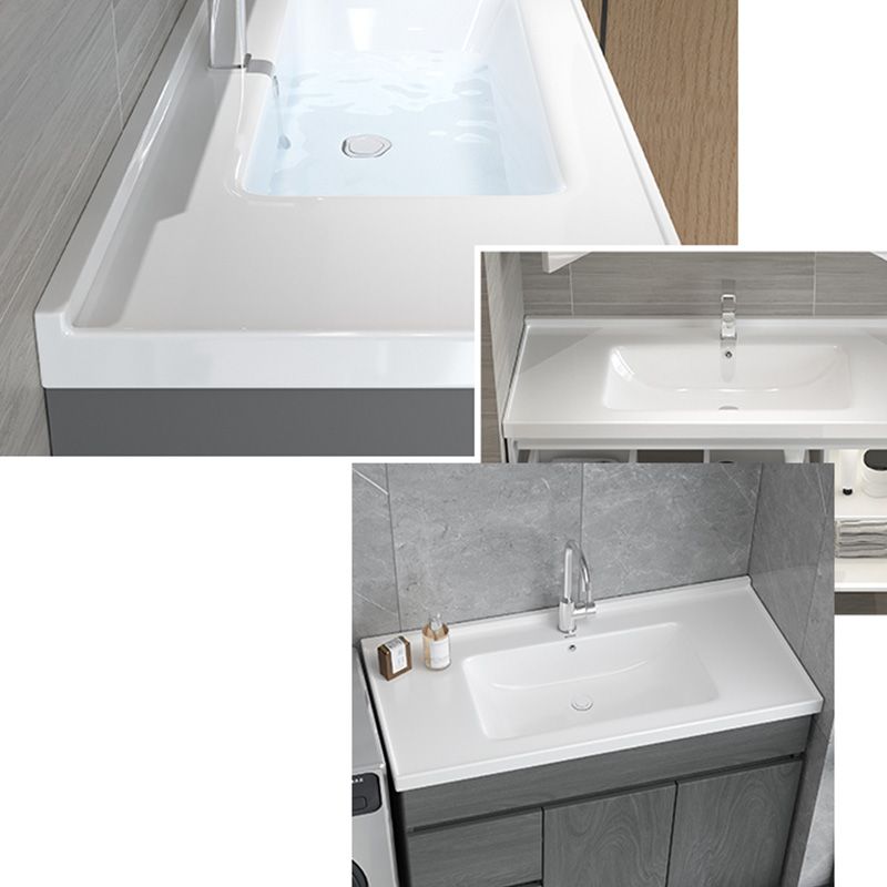 Contemporary Bathroom Sink Rectangular Porcelain Drop-in Bathroom Sink with Pop-Up Drain
