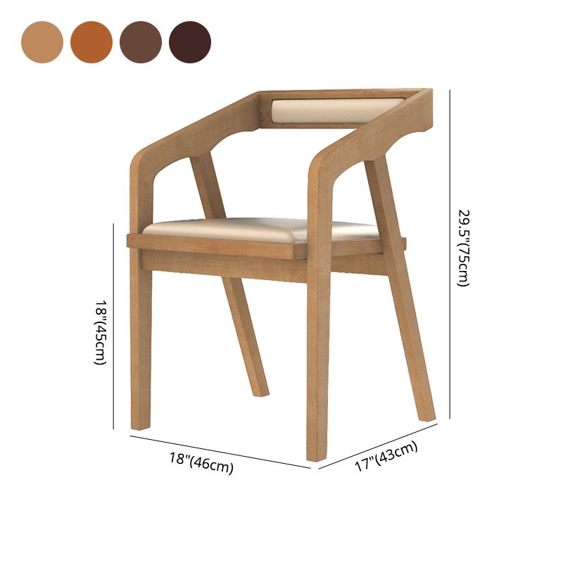 Silla contemporánea con brazo de comedor, silla lateral con patas de madera para cocina