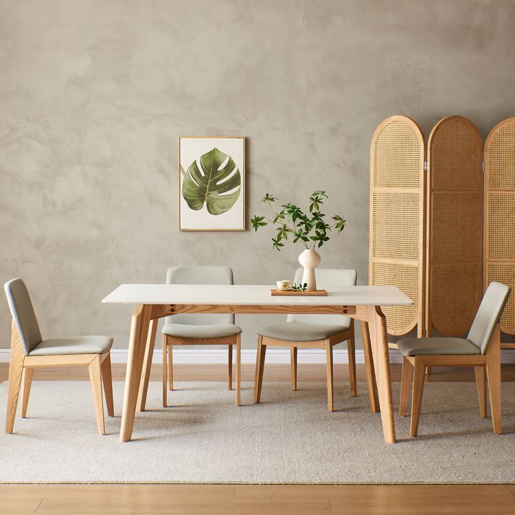 Modern Sintered Stone Top Dining Set Rectangle 1/4/5 Pieces Wooden Dining Room Table Set