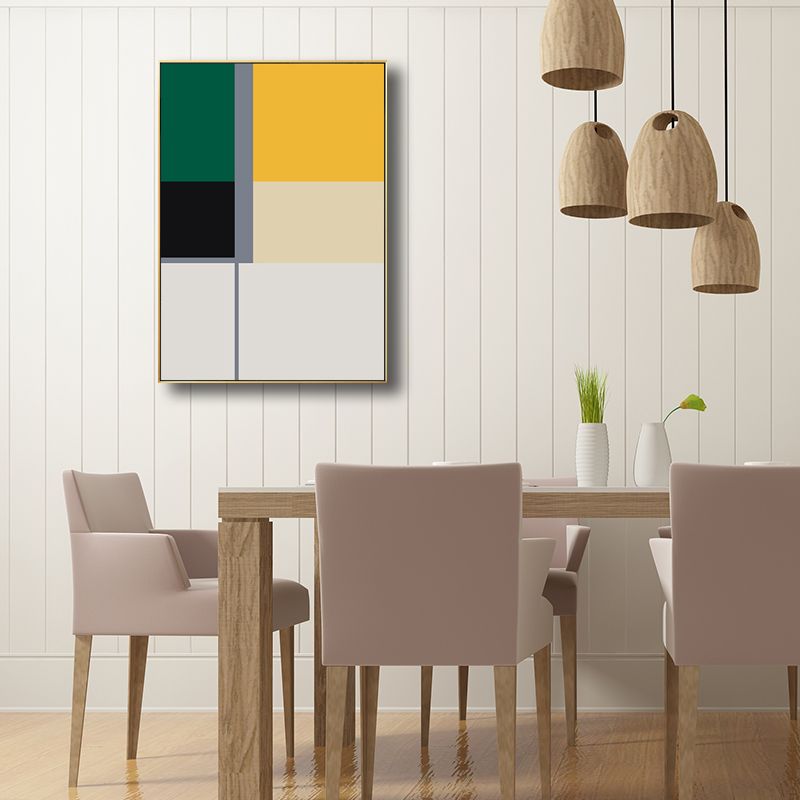 Scandinavian Geometry Wall Decor Canvas Textured Yellow Painting for Living Room