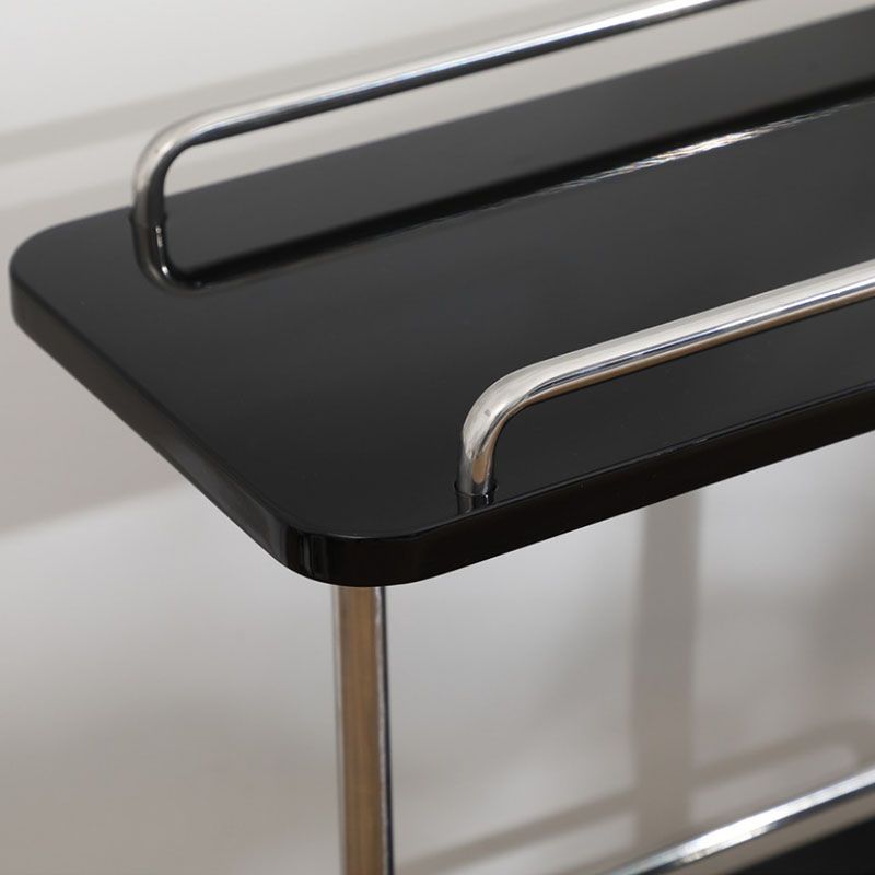 Rectangular Side Table with Wheel Base Mid-century Modern Style with Storage Shelf