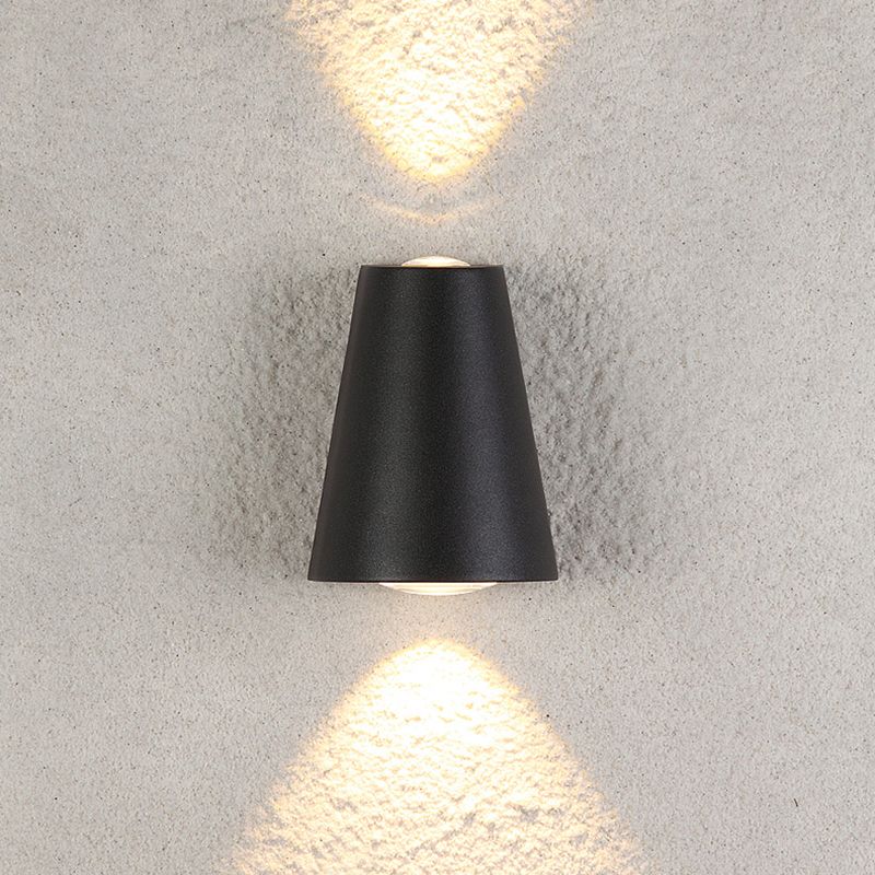 Trapezoid Up and Down LED Wall Sconce Modern Metallic Garden Wall Light in Black