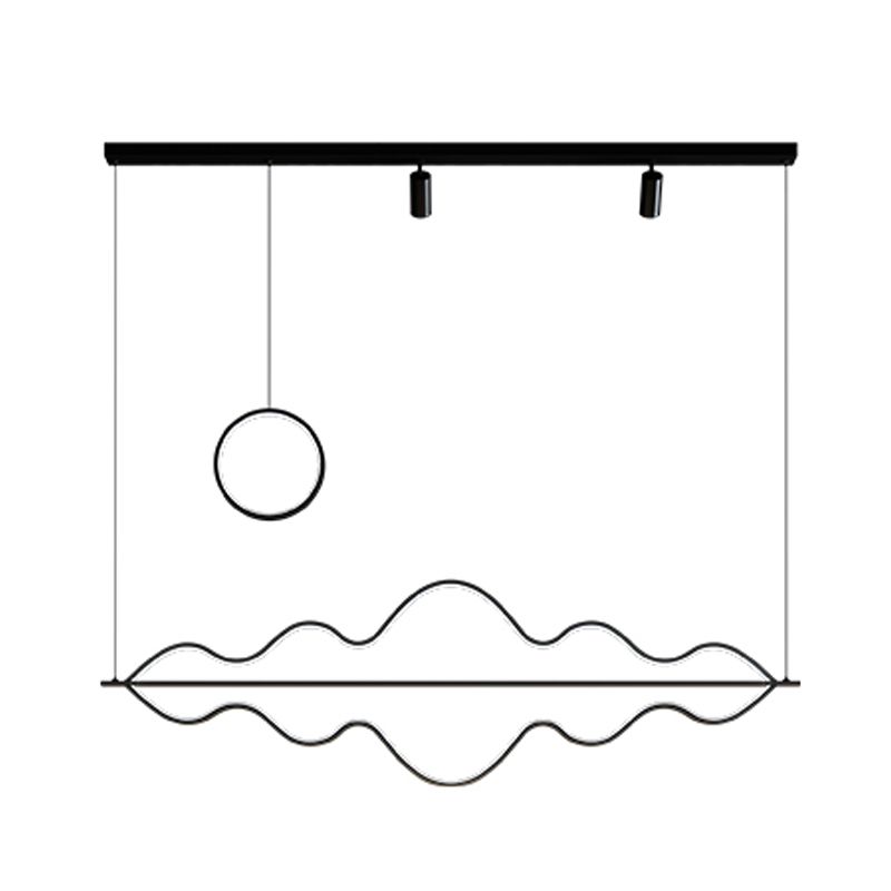 4 Light Linear Island Lighting Fixtures Contemporary Metal Island Light Fixtures in Black