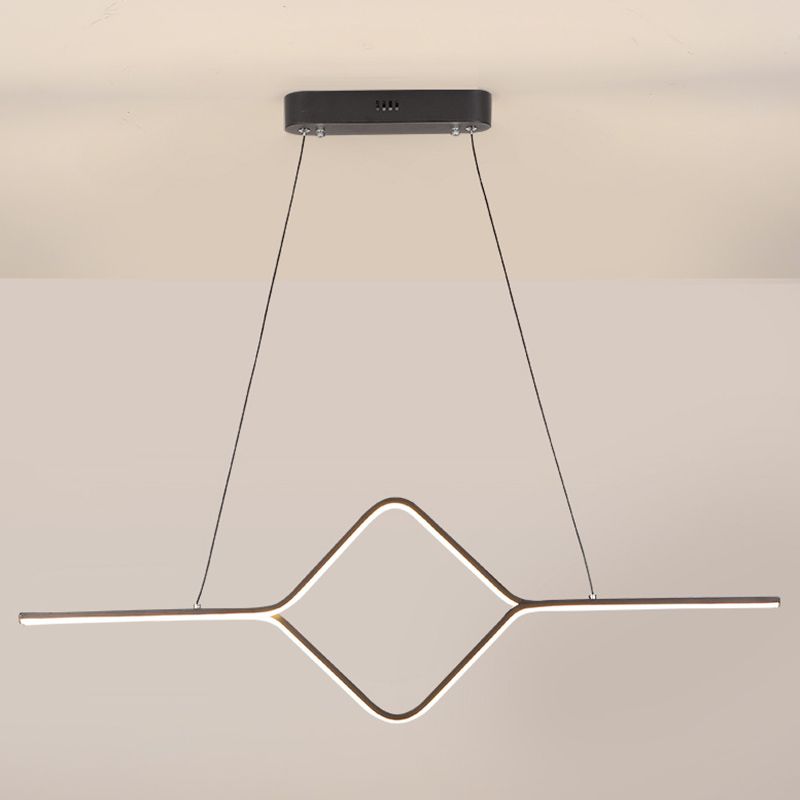 Linear Shape Island Pendant Modern Style Metal 2 Lights Island Lighting for Bedroom