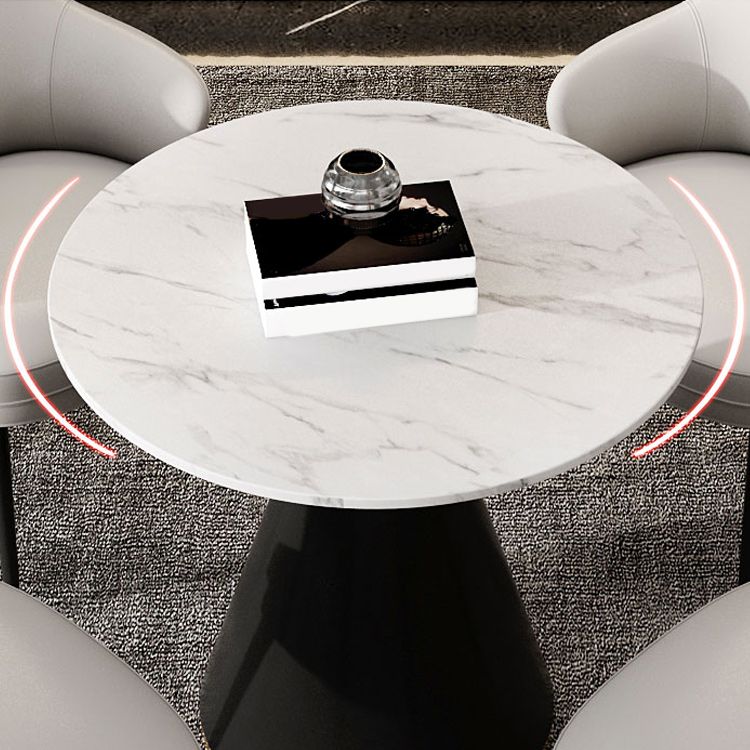 Metal Traditional Luxury Round Table Sintered Stone Top Indoor Table with Pedestal