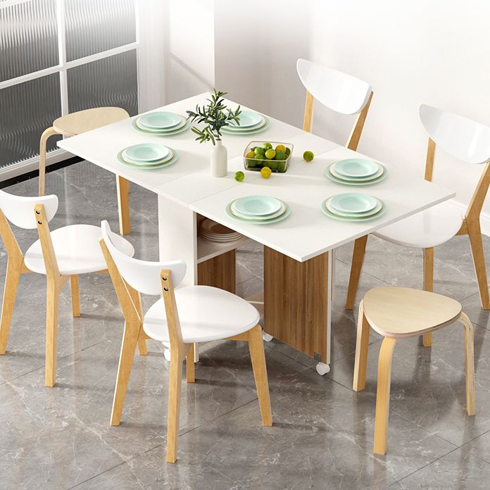Mesa de madera de madera plegable artificial Mesa rectángulo extensible con base de caballete de almacenamiento