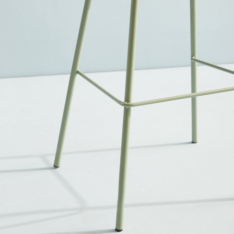 Contemporary Plastic Barstool Plastic Counter Stool Rectangle Seat with Iron Legs