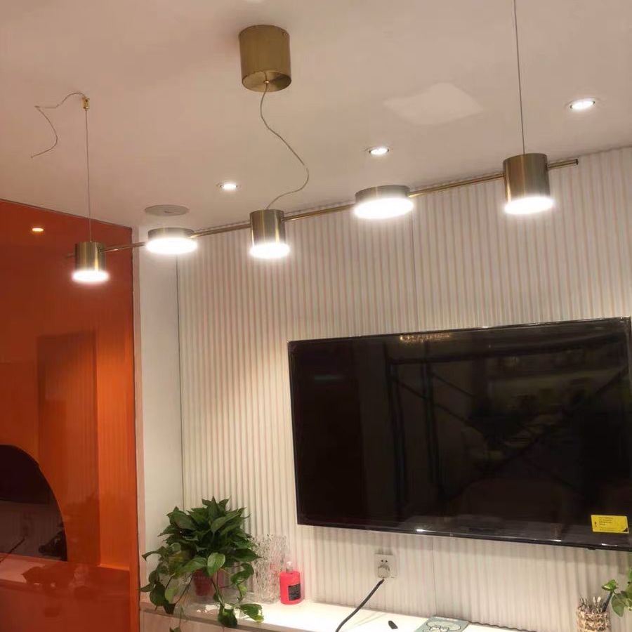 Minimalist Linear Island Lighting Metal 5-Light Dining Room LED Hanging Pendant Light