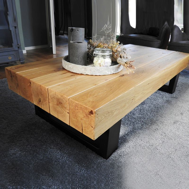 Solid Wood Coffee Table No Distressing Rectangle Single Coffee Table