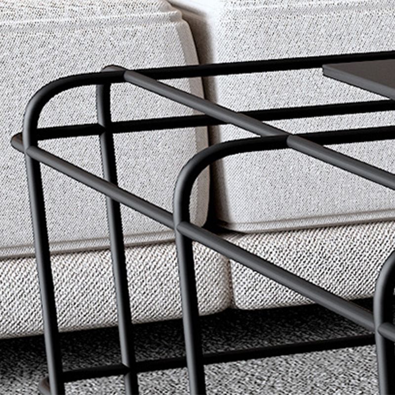 Mid-Century Modern Coffee Table Black Iron Frame Coffee Cocktail Table