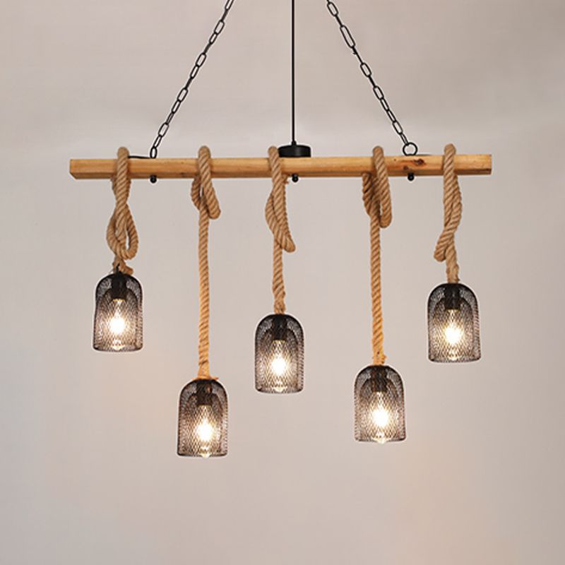 Colgante de isla múltiple de isla de metal industrial múltiple con cuerda natural