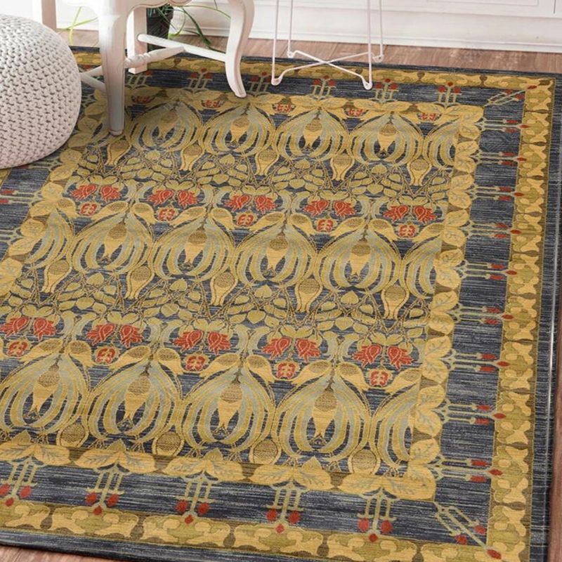 Persian Living Room Rug Multi Colored Geometric Carpet Polyester Pet Friendly Stain Resistant Anti-Slip Backing Rug with Braided Trim