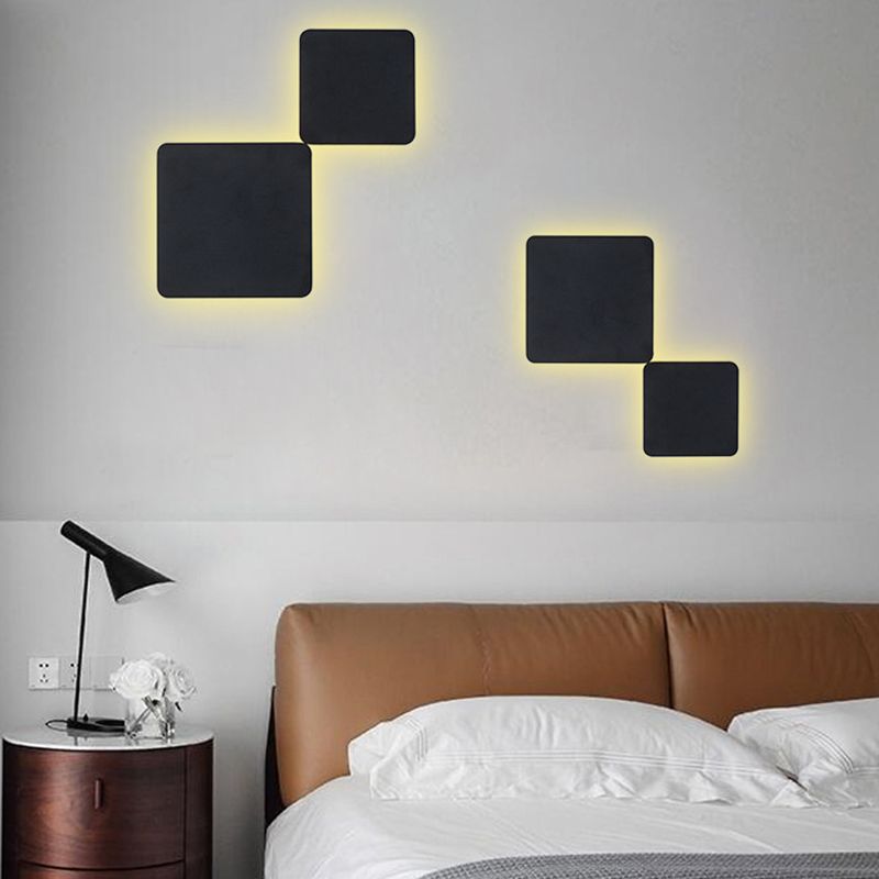 Simplicity Geometric Wall Sconce Metal 1 Light Wall Lighting Idea in Black