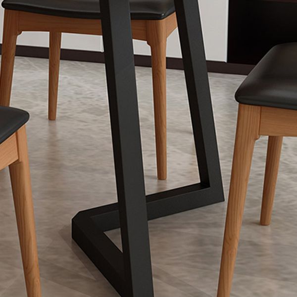 Pine Wood Top Dining Table Modern Rectangle Table with Sled Base