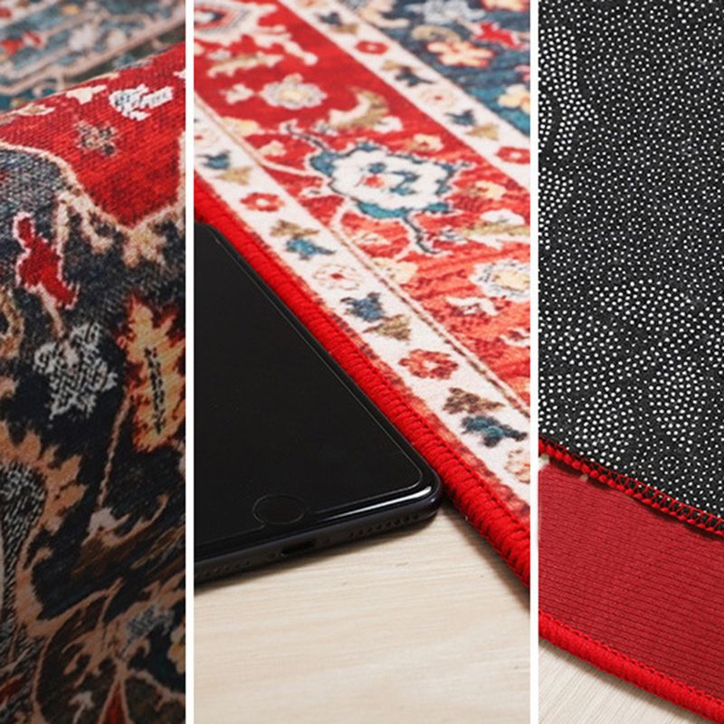 Casual Orange Rug Polyester Flower Area Rug Tear Resistant Rug for Home Decor