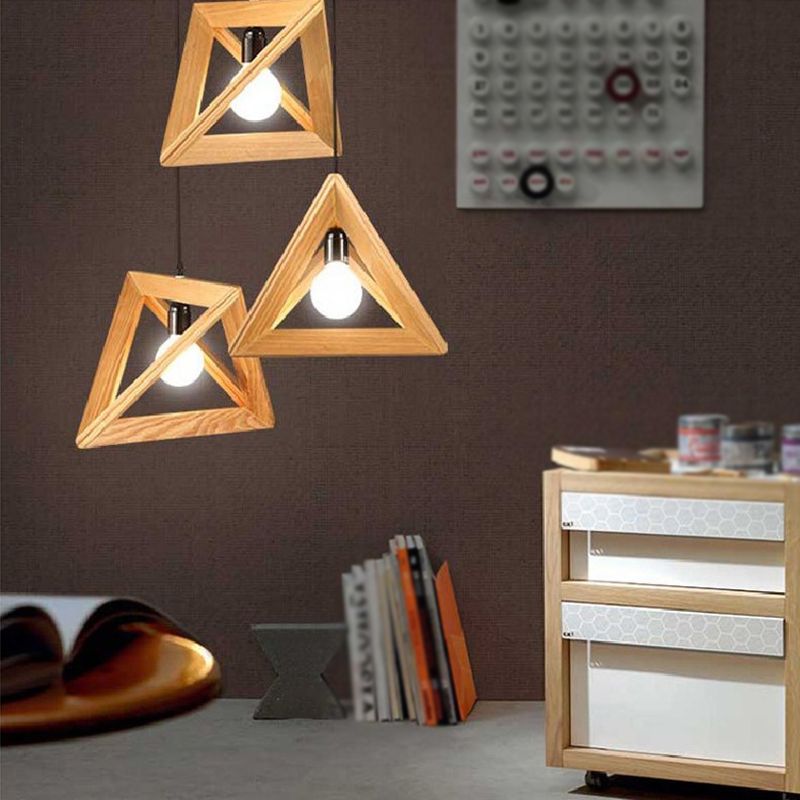 Houten driehoek hangend plafondlicht leugens in de noordse stijl hanglampverlichting in hout in hout