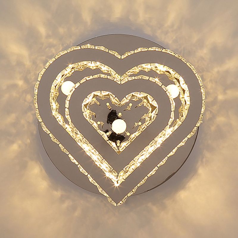 Moderne hartvormige semi-spoel licht licht snijstal slaapkamer led plafondarmatuur in zilver