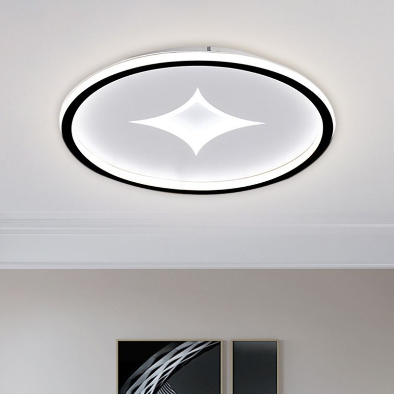16"/19.5" W Ultra Slim Bedroom Flush Mount Metal LED Contemporary Ceiling Light Fixture in Black/Gold, Warm/White Light