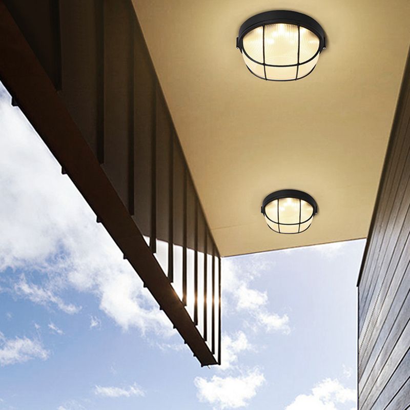 Traditioneel inbouwlichtarmatuur, 1-lichts LED dicht bij plafondlamp met witte acrylkap