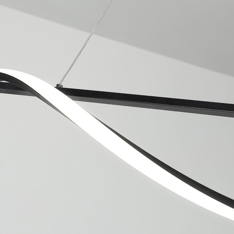 1 Light Linear Island Lights Contemporary Metal Island Chandelier with Acrylic Shade