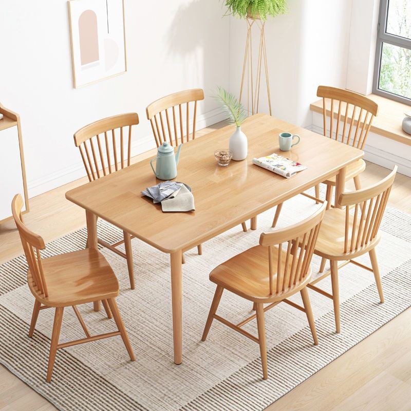 Contemporary Wood Dining Chair Windsor Back Side Chair in Matte Finish for Indoor