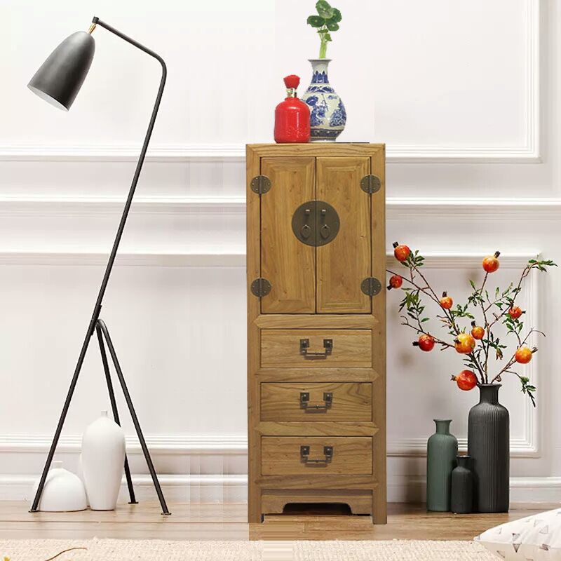 Modern Solid Wood Accent Chest Standard Ring Pulls Accent Cabinet