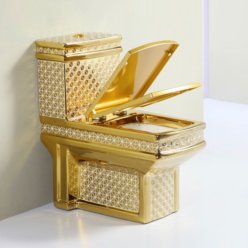 Traditional Style Golden Toilet Siphon Jet One Piece Toilet with Slow Close Seat