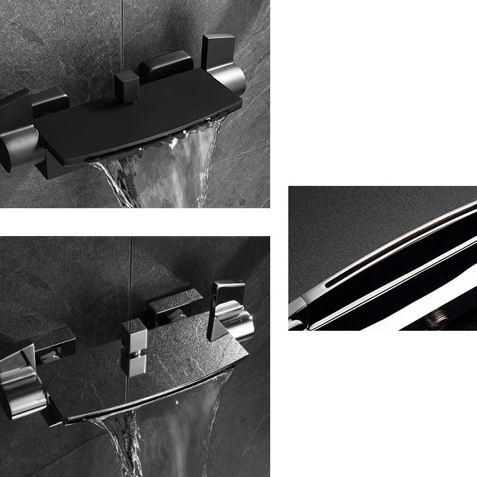 Wall Mounted Metal Tub Filler Low Arc Waterfall Bathroom Tub Faucet Trim