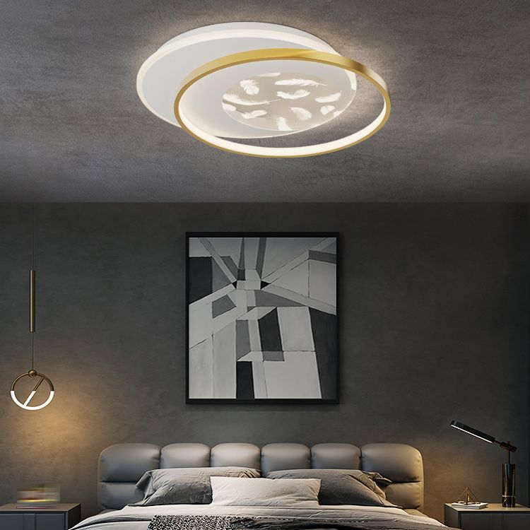 2 Light Circle Ceiling Lamp Modern Style Metal Ceiling Lighting for Dining Room