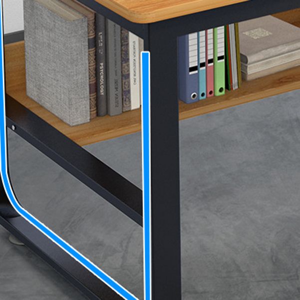 Metal and Wooden Writing Desk Industrial Rectangular Office Desk for Home