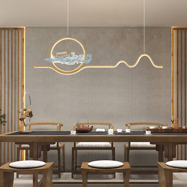 Linear Shape Island Lights Modern Style Metal 2 Light Pendant Lights