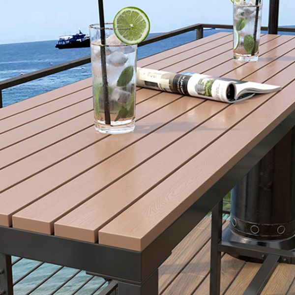 Industrial Faux Wood Pub Table Set 1/5 Pieces Bar Set with Metal Frame