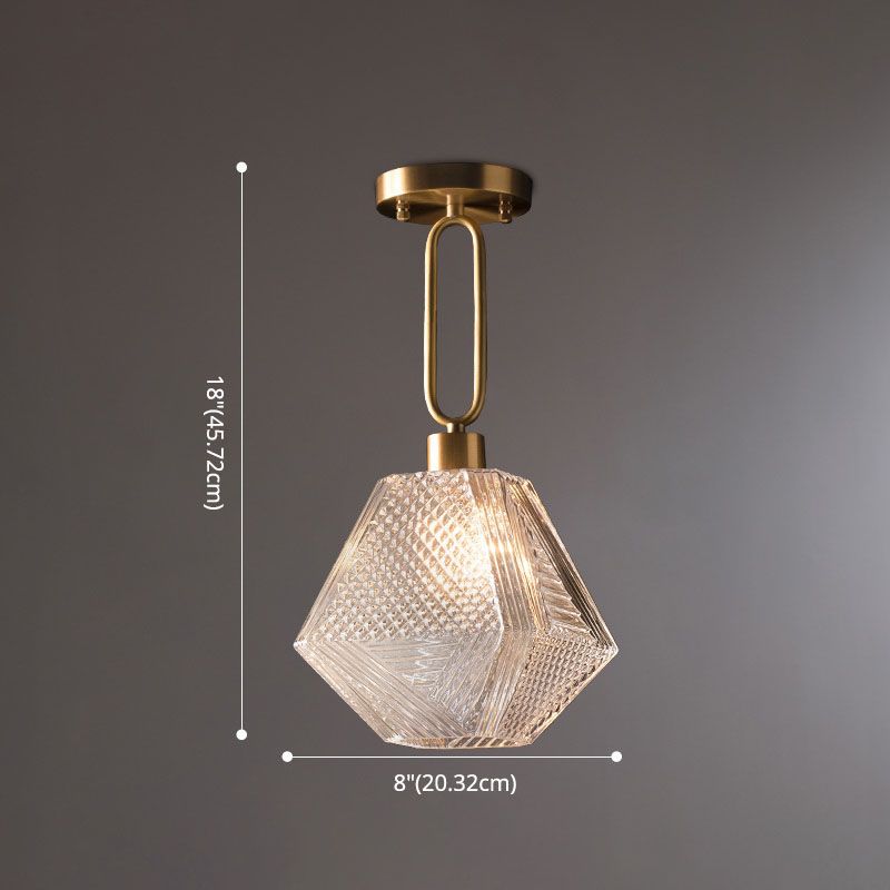 Apparecchiatura a soffitto in vetro oro in moderno supporto rhombic rame in rame in stile di lusso per spazi interni