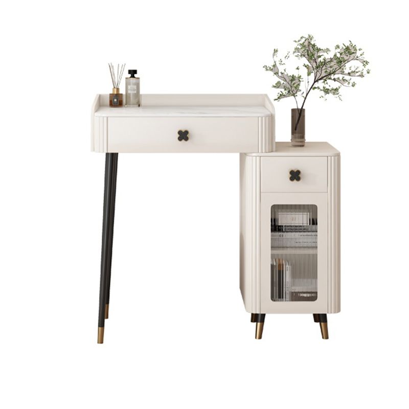 Contemporary Bedroom Storage Box Bright White Straight Feet Vanity Desk