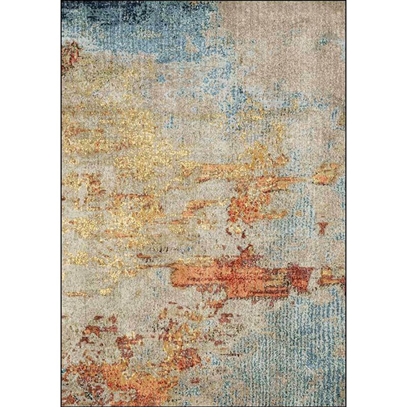 Stylish Abstract Rug Orange Industrial Rug Polyester Washable Anti-Slip Backing Area Rug for Living Room