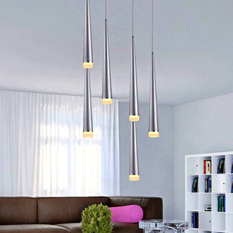 Verjüngte Decke Helles Metall moderne LED Grau/rotes Wohnzimmer Anhänger Leuchte in Weiß/warm/neutral