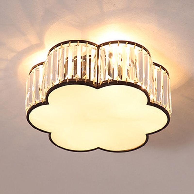Floral Flush Mount Light Simplicity Clear Crystal Living Room Flush Mount Ceiling Light