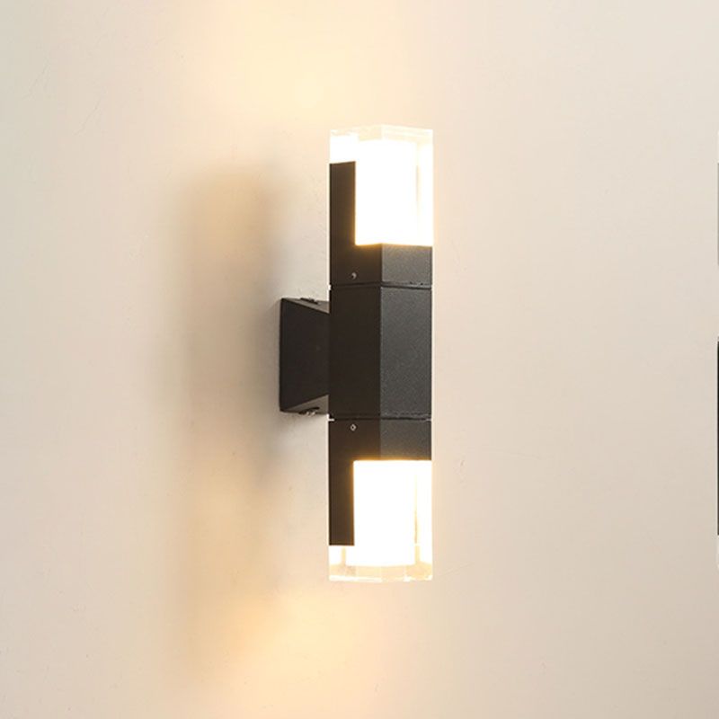 Zeitgenössische Aluminiumwand -Wandleuchte im Freien mit schwarzem LED -Wand montiertes Licht