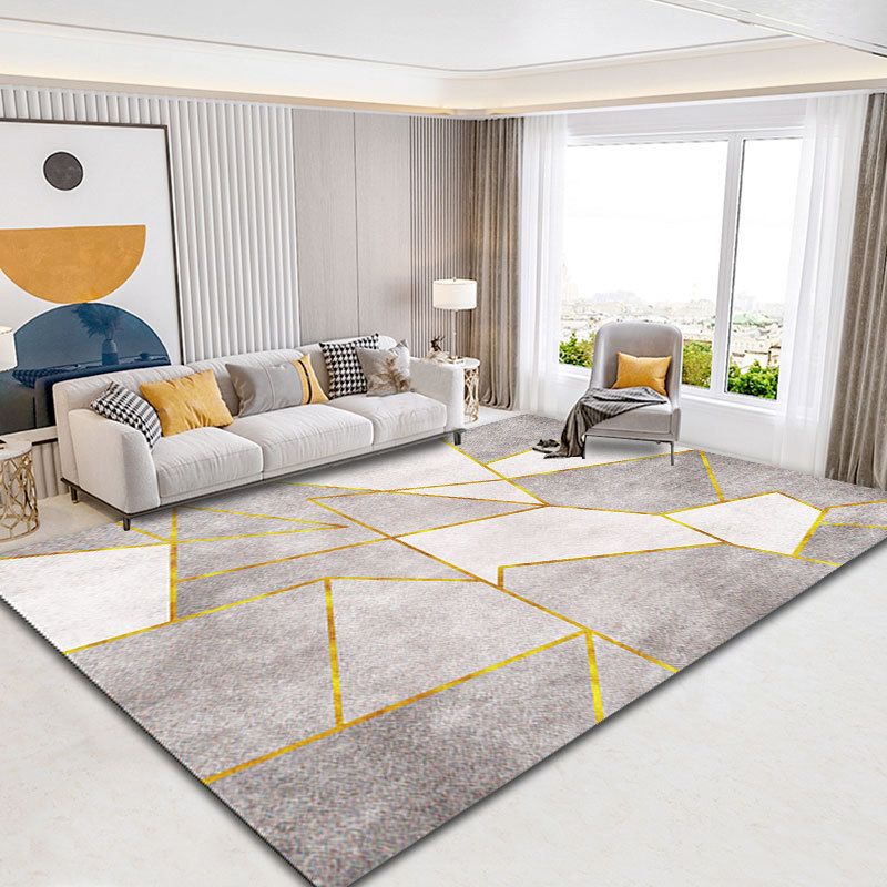Metal Lines Carpet Polyester Modern Carpet Non-Slip Backing Carpet for Living Room