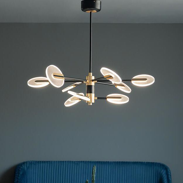 Black Acrylic Pendant Light Sputnik Modern LED Hanging Light for Living Room