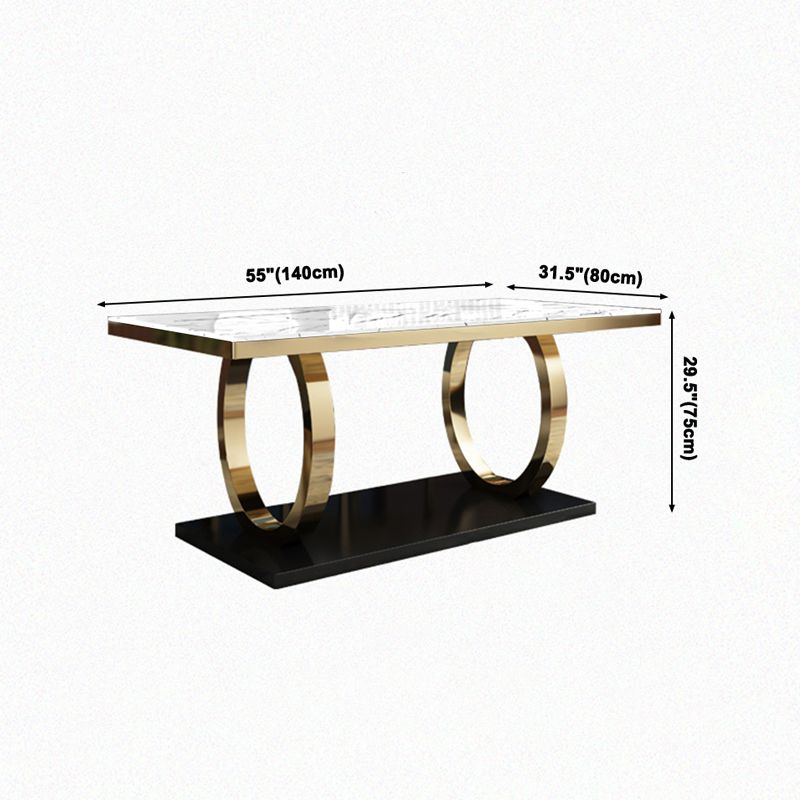 Mesa de comedor de mármol de estilo de lujo, mesa rectangular con base de caballete para el hogar