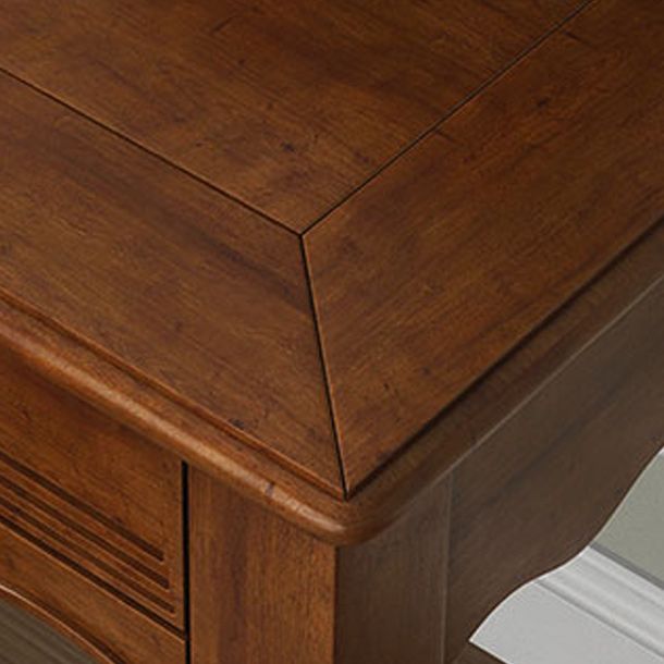 Brown Solid Wood Makeup Vanity with Drawers and Mirror Dressing Table
