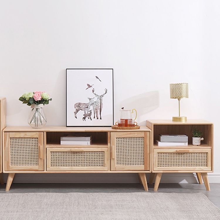 Contemporary Storage Cabinet with Drawers and Solid Wood Legs