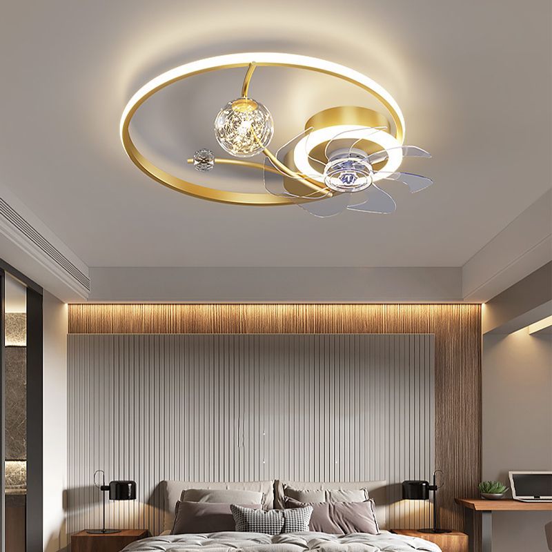 Modern Style Spherical Ceiling Fan Lamps Metal Ceiling Fan Lighting for Bedroom