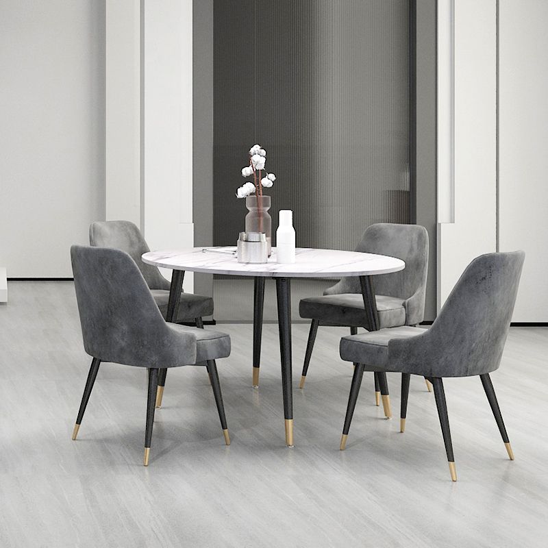 Ronde vorm Moderne eettafel Witte toon vaste tafel met gesinterde steen