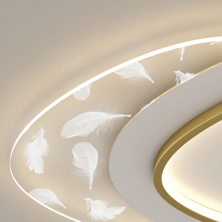 Plafonnier oblong en acrylique à montage encastré à LED en plumes à la mode moderne pour le salon